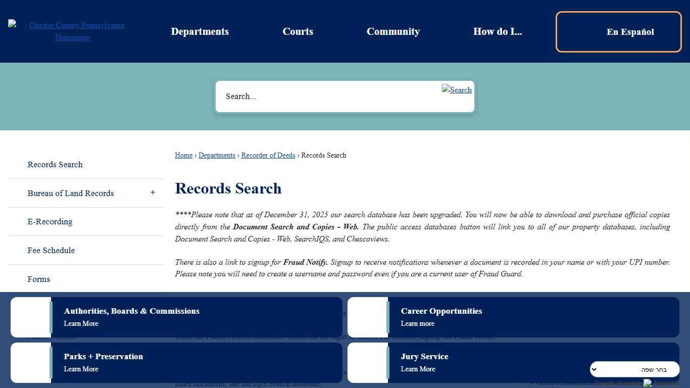Records Search | Chester County, PA - Official Website