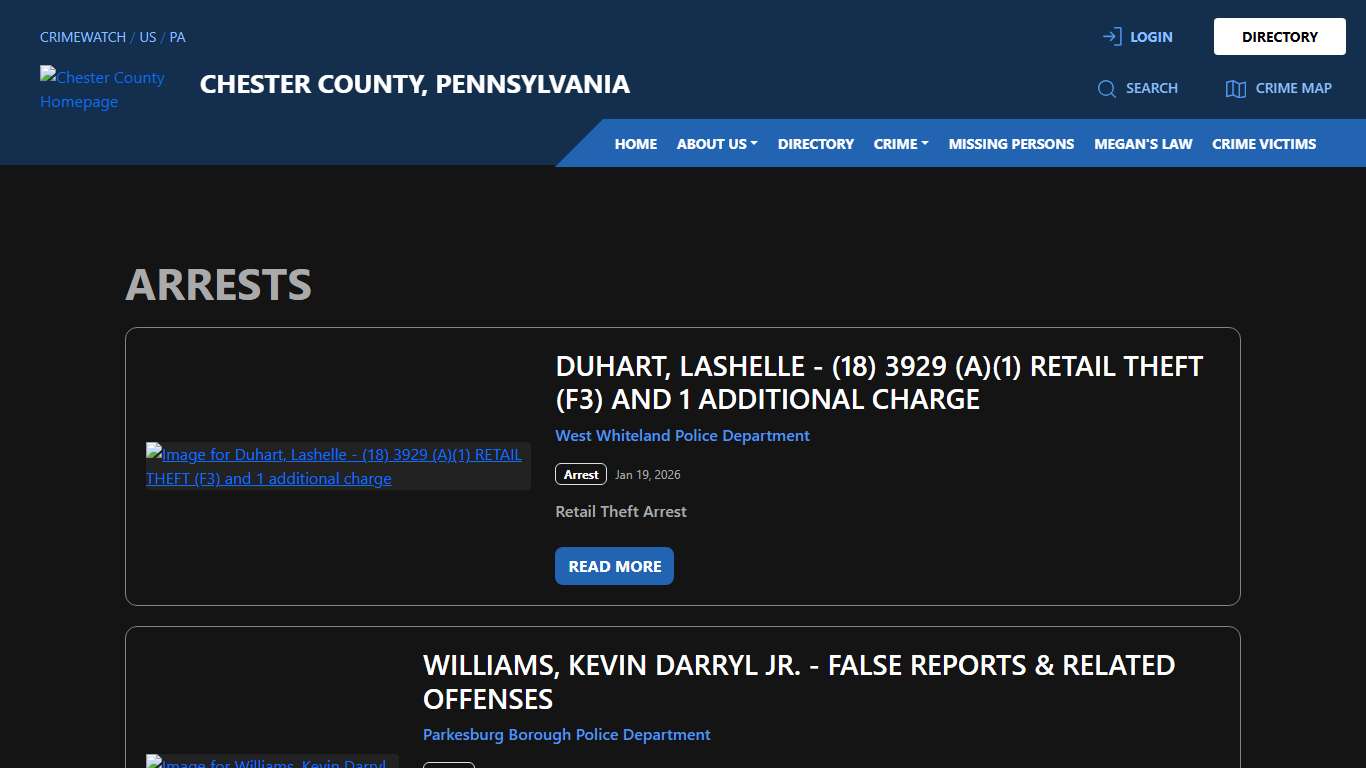 Arrests for Chester County, Pennsylvania | CRIMEWATCH